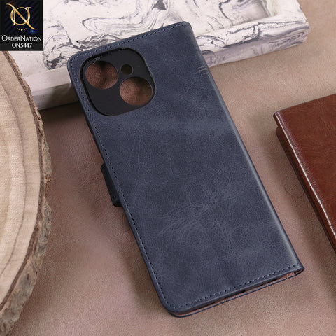 Tecno Spark 40C  - Blue -  Premium Leather Megantic Flip Book Covers With Card Holding Option