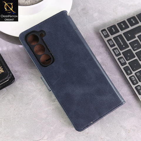 Tecno Spark 40 Pro Cover - Blue -  Premium Leather Megantic Flip Book Covers With Card Holding Option