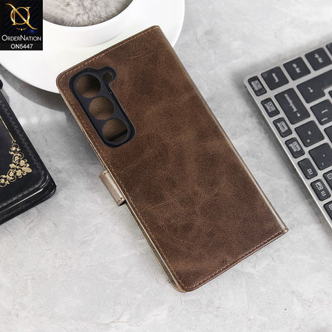Tecno Spark 40 Pro Cover - Dark Brown -  Premium Leather Megantic Flip Book Covers With Card Holding Option