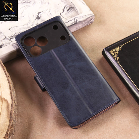 Tecno Spark 50 4G Cover - Blue - Premium Leather Megantic Flip Book Covers With Card Holding Option