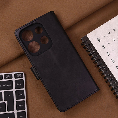 Tecno Spark Go 2023 Cover - Black - Premium Leather Megantic Flip Book Covers With Card Holding Option