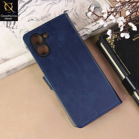 Tecno Spark Go 3 Cover - Blue  - Premium Leather Megantic Flip Book Covers With Card Holding Option