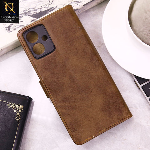 Sparx Neo 5 Plus Cover - Dark Brown -  Premium Leather Megantic Flip Book Covers With Card Holding Option