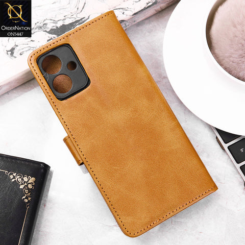 Sparx Neo 5 Plus Cover - Light Brown -  Premium Leather Megantic Flip Book Covers With Card Holding Option