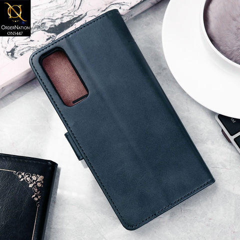 Vivo V20 SE Cover - Blue -  Premium Leather Megantic Flip Book Covers With Card Holding Option