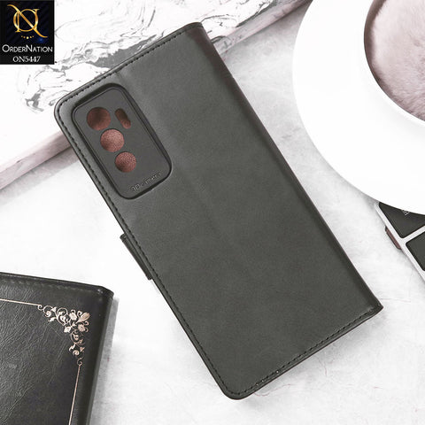 Vivo S10e Cover - Black -  Premium Leather Megantic Flip Book Covers With Card Holding Option
