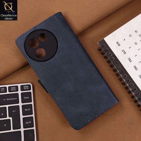 Vivo V30e Cover - Blue - Premium Leather Megantic Flip Book Covers With Card Holding Option