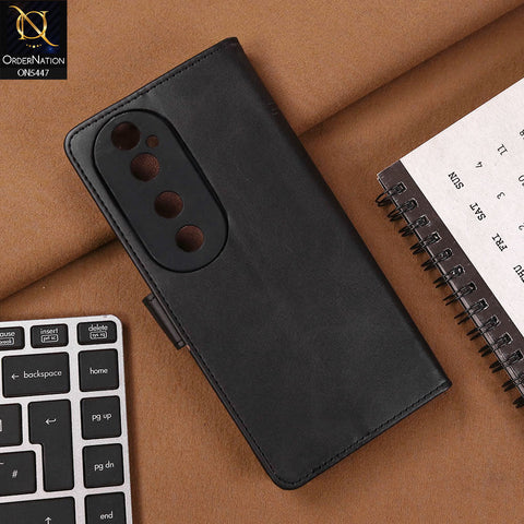 Vivo S19 Cover - Black - Premium Leather Megantic Flip Book Covers With Card Holding Option