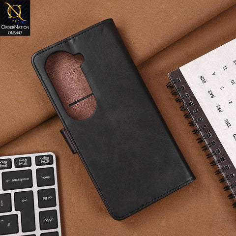 Vivo iQOO Z9s Cover - Black - Premium Leather Megantic Flip Book Covers With Card Holding Option