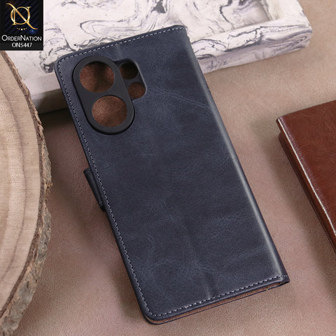 Vivo T4 Pro  - Blue -  Premium Leather Megantic Flip Book Covers With Card Holding Option