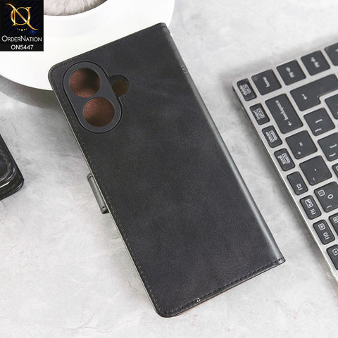 Vivo V60 Lite 5G Cover - Black -  Premium Leather Megantic Flip Book Covers With Card Holding Option