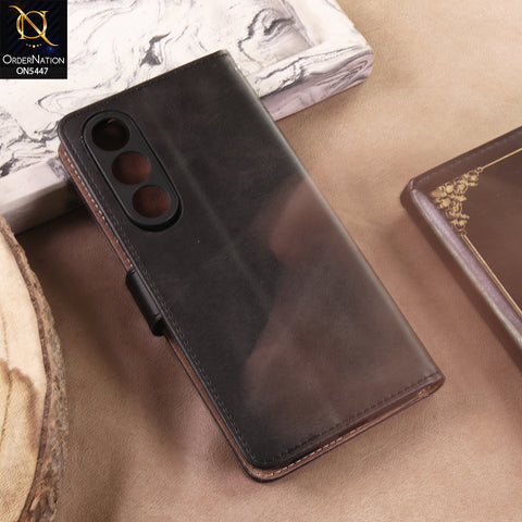 Vivo V70 FE Cover - Black - Premium Leather Megantic Flip Book Covers With Card Holding Option