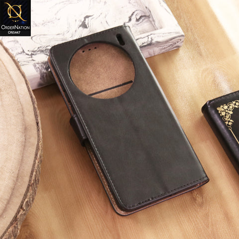 Vivo X200 Cover  - Black - Premium Leather Megantic Flip Book Covers With Card Holding Option