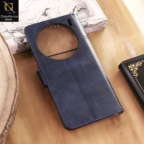Vivo X200 Cover  - Blue - Premium Leather Megantic Flip Book Covers With Card Holding Option