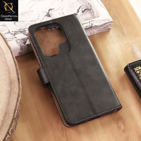 Vivo S30 Pro Mini Cover  - Black - Premium Leather Megantic Flip Book Covers With Card Holding Option