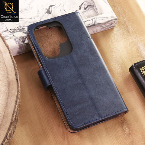 Vivo X200 FE Cover  - Blue - Premium Leather Megantic Flip Book Covers With Card Holding Option