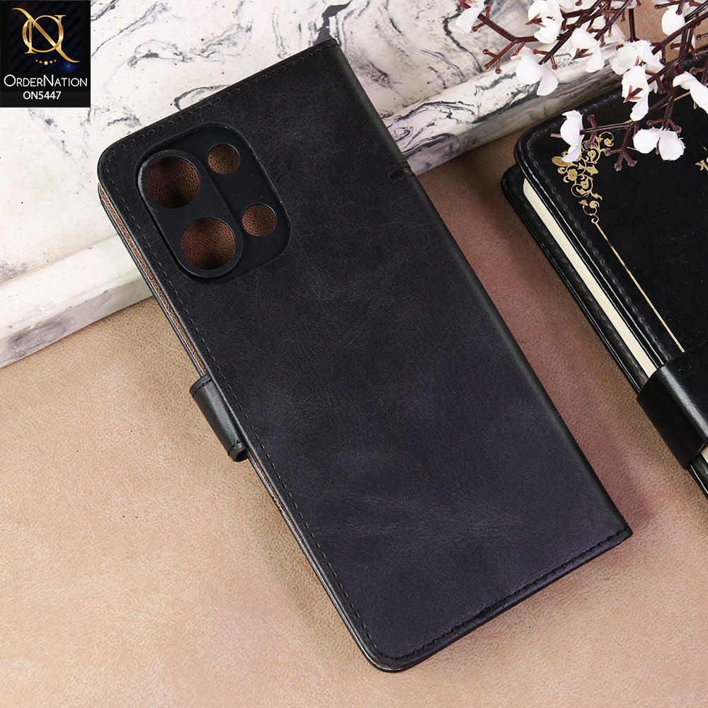 Vivo Y05 Cover - Black  - Premium Leather Megantic Flip Book Covers With Card Holding Option