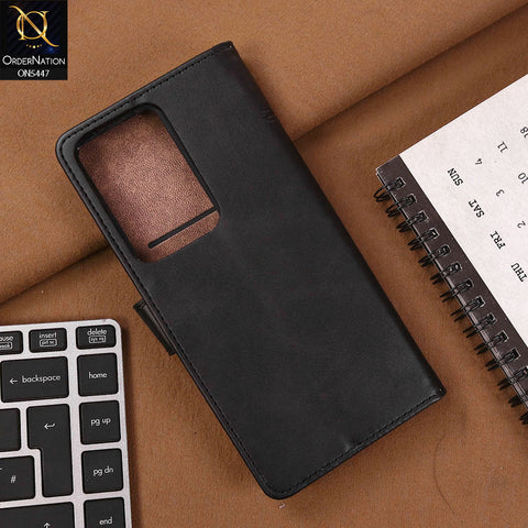 Vivo V30 Lite 4G Cover - Black - Premium Leather Megantic Flip Book Covers With Card Holding Option