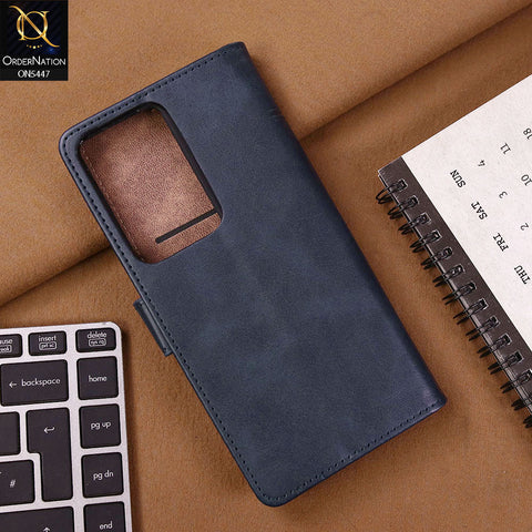 Vivo V30 Lite 4G Cover - Blue - Premium Leather Megantic Flip Book Covers With Card Holding Option