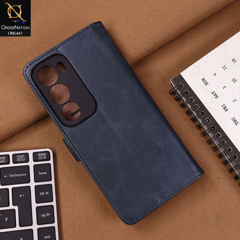 Vivo Y29 5G Cover - Blue - Premium Leather Megantic Flip Book Covers With Card Holding Option