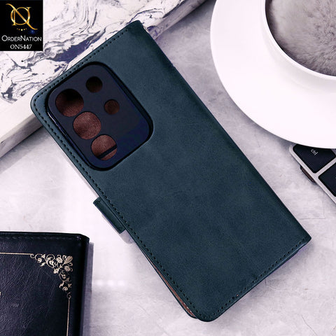 Vivo Y29 4G Cover - Blue -  Premium Leather Megantic Flip Book Covers With Card Holding Option