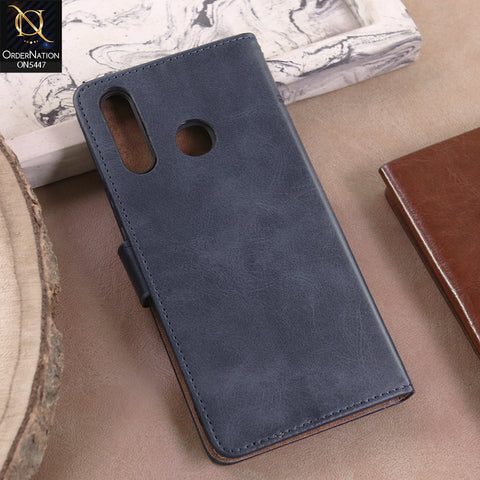 Vivo Y04  - Blue -  Premium Leather Megantic Flip Book Covers With Card Holding Option