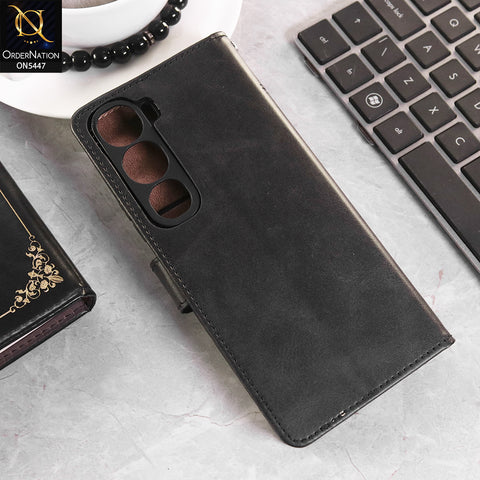 Vivo Y21d Cover - Black - Premium Leather Megantic Flip Book Covers With Card Holding Option