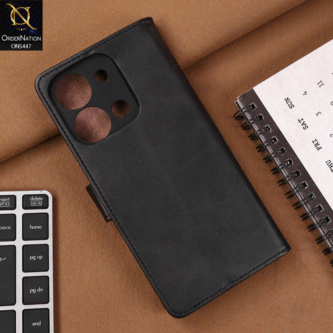 Vivo Y36 5G Cover - Black - Premium Leather Megantic Flip Book Covers With Card Holding Option