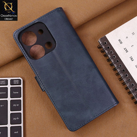 Vivo Y36 4G Cover - Blue - Premium Leather Megantic Flip Book Covers With Card Holding Option