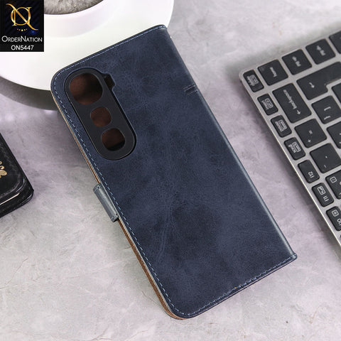 Vivo Y400 4G Cover - Blue -  Premium Leather Megantic Flip Book Covers With Card Holding Option