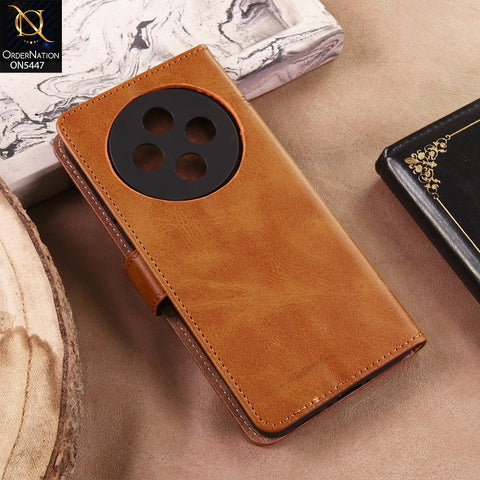 Vivo Y500 (China) Cover - Light Brown - Premium Leather Megantic Flip Book Covers With Card Holding Option