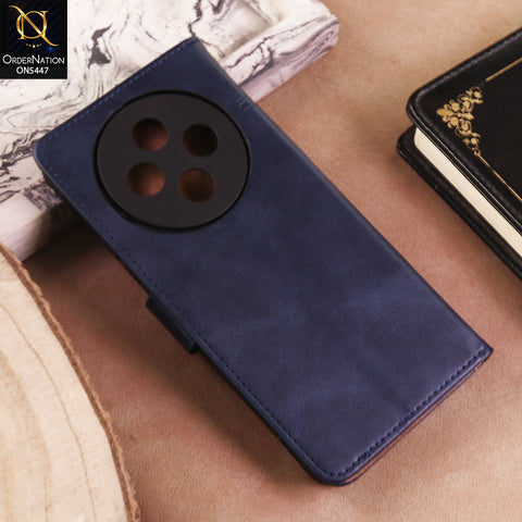 Vivo Y500 Pro Cover  - Blue - Premium Leather Megantic Flip Book Covers With Card Holding Option