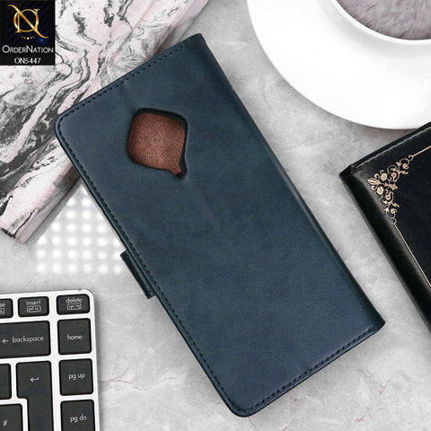 Vivo Y51 (2020 September) Cover - Blue - Premium Leather Megantic Flip Book Covers With Card Holding Option