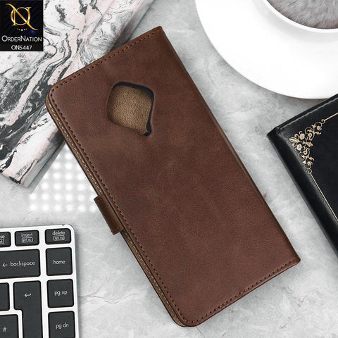 Vivo Y51 (2020 September) Cover - Dark Brown - Premium Leather Megantic Flip Book Covers With Card Holding Option