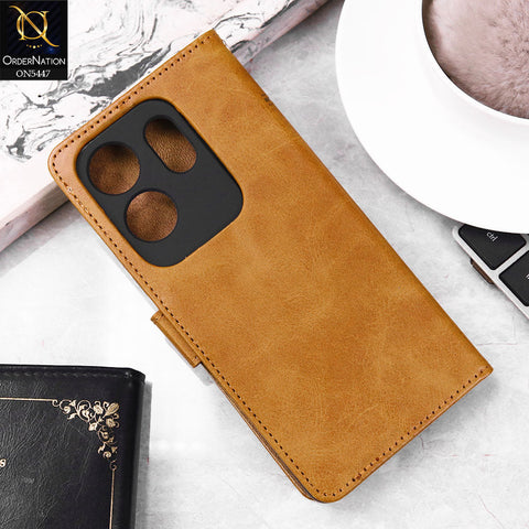 Infinix Zero 30 4G Cover - Light Brown -  Premium Leather Megantic Flip Book Covers With Card Holding Option