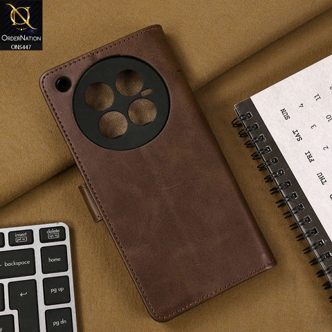 Infinix Zero 40 4G Cover - Dark Brown - Premium Leather Megantic Flip Book Covers With Card Holding Option