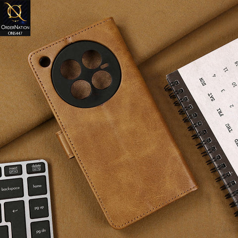 Infinix Zero 40 4G Cover - Light Brown - Premium Leather Megantic Flip Book Covers With Card Holding Option