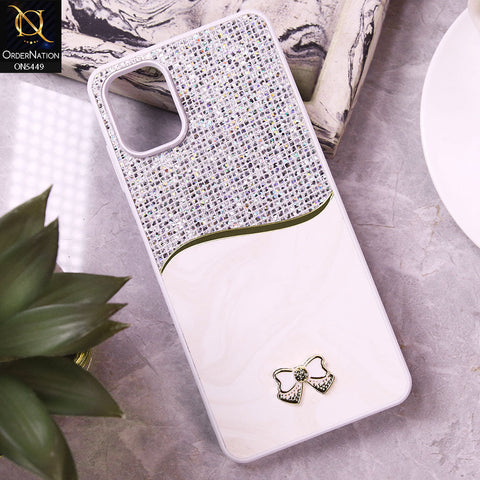 Samsung Galaxy A06 Cover - White - Shiny Glitter Bling Texture Soft Case