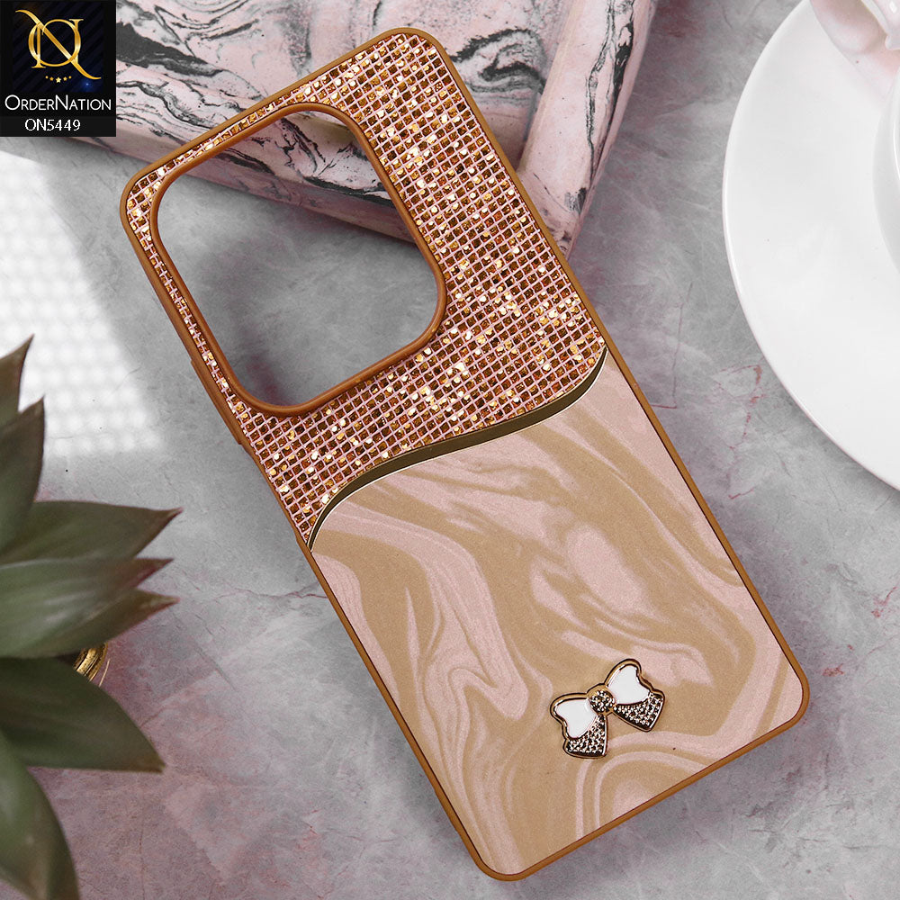 Infinix Hot 40 Pro Cover - Brown - Shiny Glitter Bling Texture Soft Case