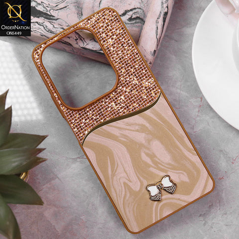 Infinix Hot 40 Cover - Brown - Shiny Glitter Bling Texture Soft Case