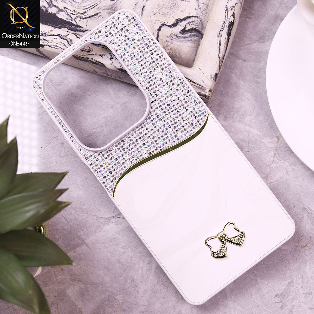 Infinix Hot 40 Cover - White - Shiny Glitter Bling Texture Soft Case