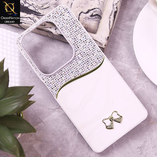 Infinix Hot 40 Cover - White - Shiny Glitter Bling Texture Soft Case