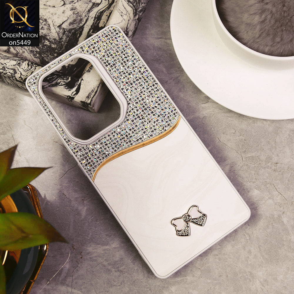 Infinix Note 50 Pro 4G  Cover - White - Shiny Glitter Bling Texture Soft Case