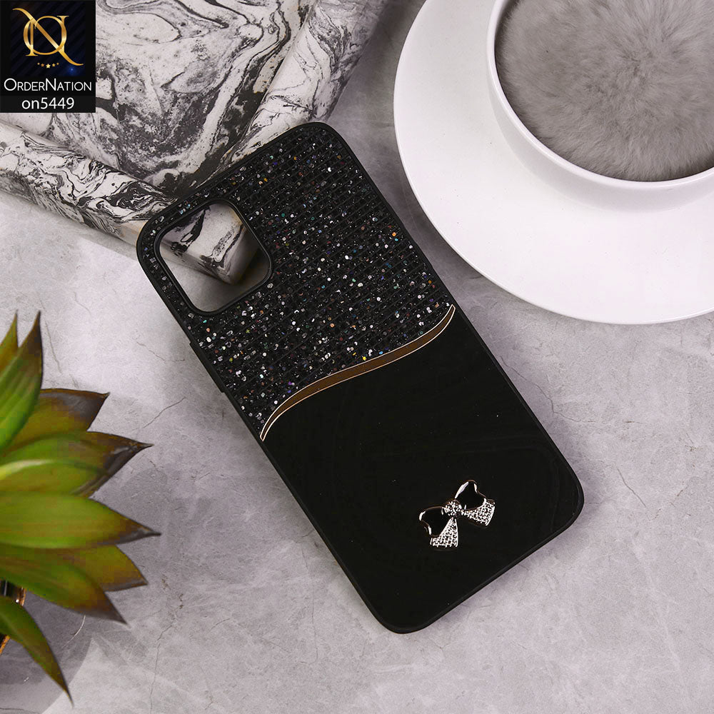 iPhone 12 Pro Cover - Black - Shiny Glitter Bling Texture Soft Case
