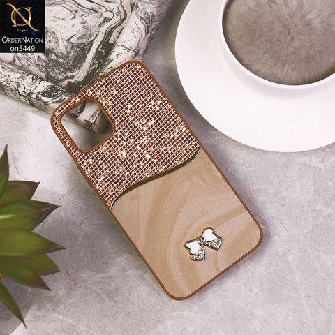 iPhone 12 Pro Cover - Brown - Shiny Glitter Bling Texture Soft Case