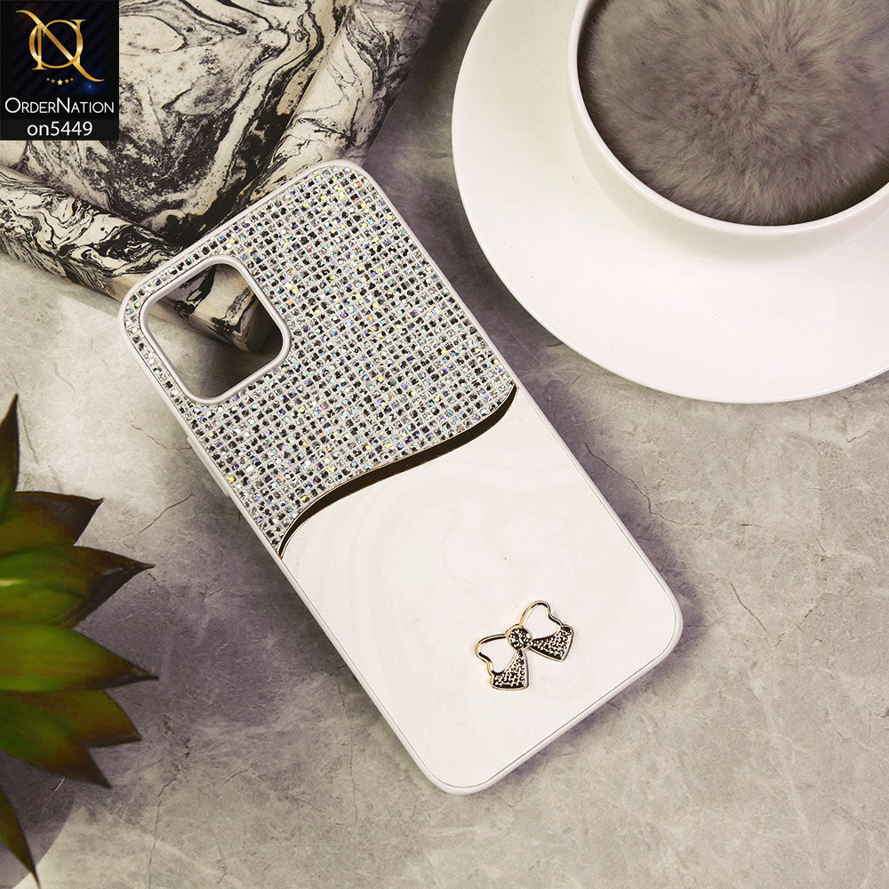 iPhone 12  Cover - White - Shiny Glitter Bling Texture Soft Case