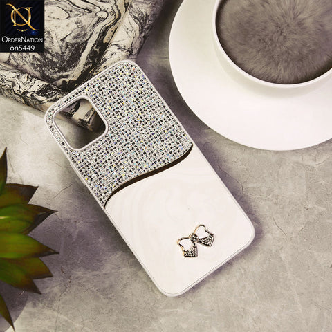 iPhone 12  Cover - White - Shiny Glitter Bling Texture Soft Case