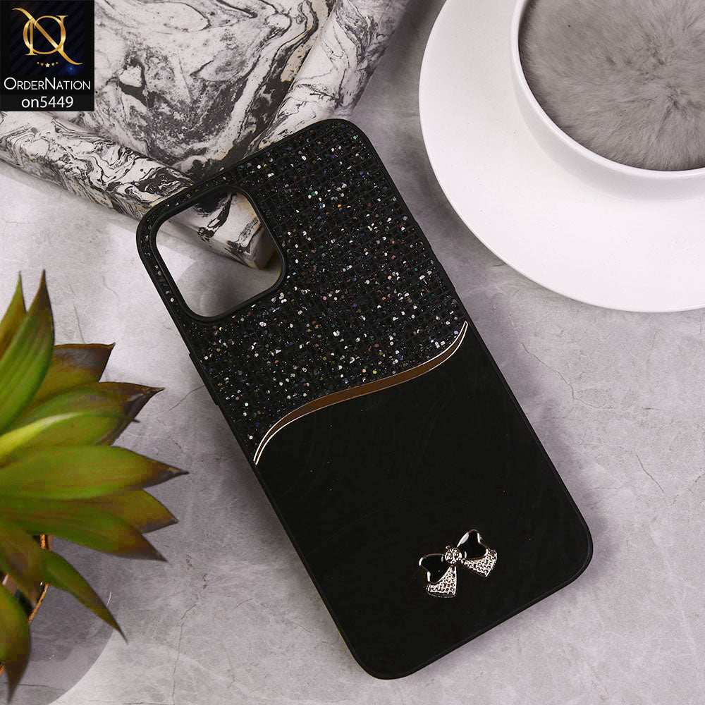 iPhone 12 Pro Max Cover - Black - Shiny Glitter Bling Texture Soft Case