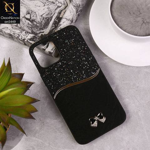 iPhone 12 Pro Max Cover - Black - Shiny Glitter Bling Texture Soft Case