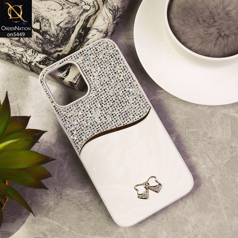 iPhone 12 Pro Max Cover - White - Shiny Glitter Bling Texture Soft Case